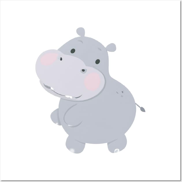 Cute Baby Hippo Wall Art by Zenflow